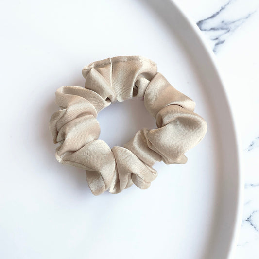 Champagne satin scrunchie