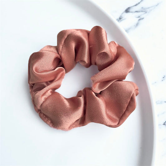 Peach satin scrunchie