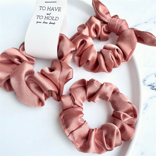 Peach satin scrunchie