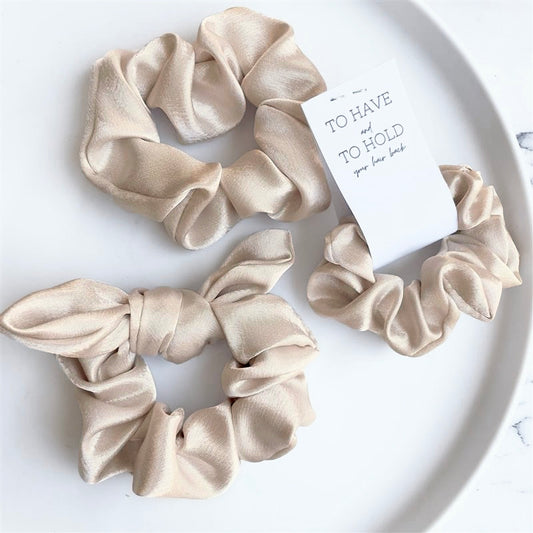 Champagne satin scrunchie