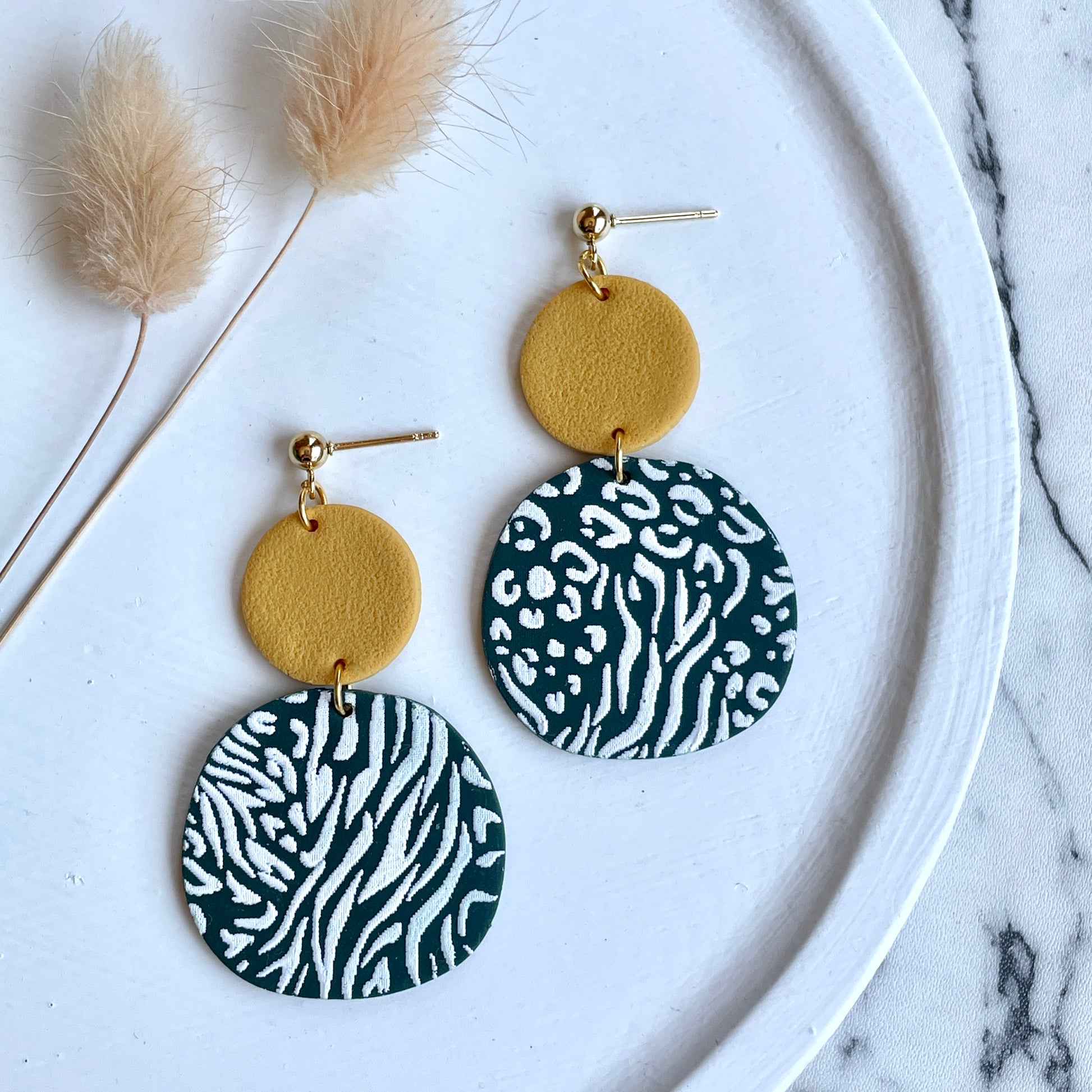 Animal print on sale clay earrings