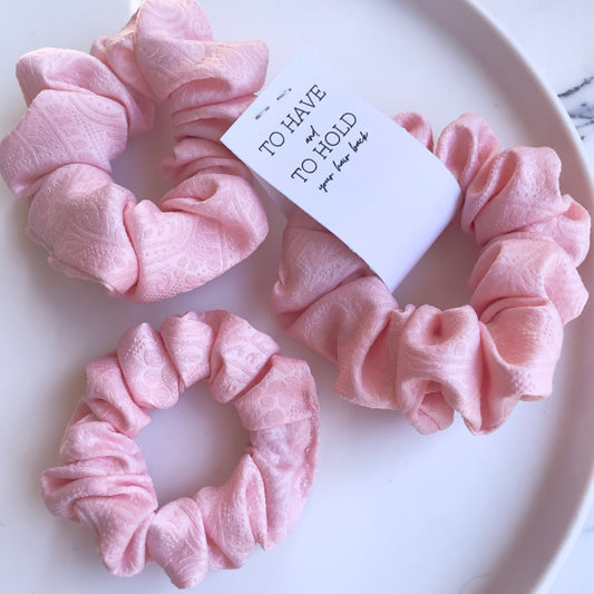 Baby pink fabric scrunchie