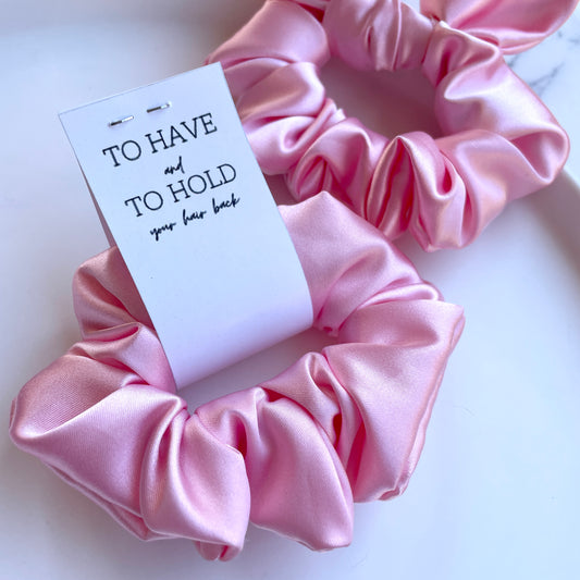 Baby pink satin scrunchie