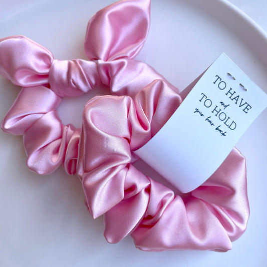 Baby pink satin scrunchie