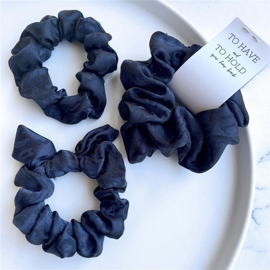 Navy jacquard scrunchie