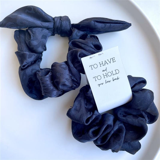 Navy jacquard scrunchie