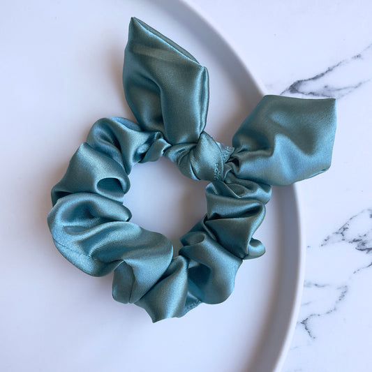 Pacific green satin scrunchie