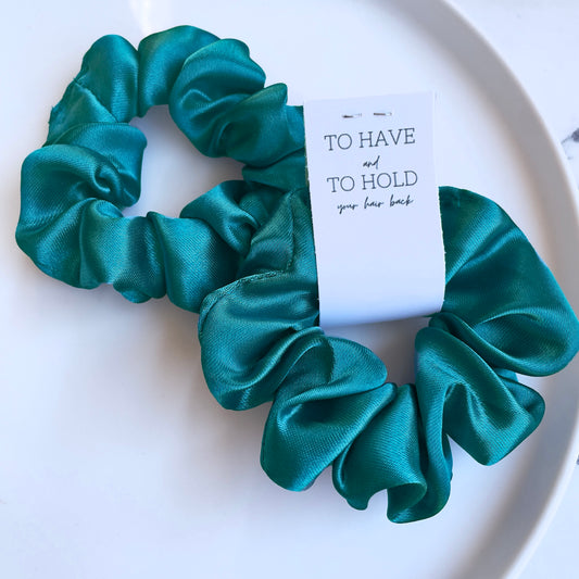 Emerald satin scrunchie