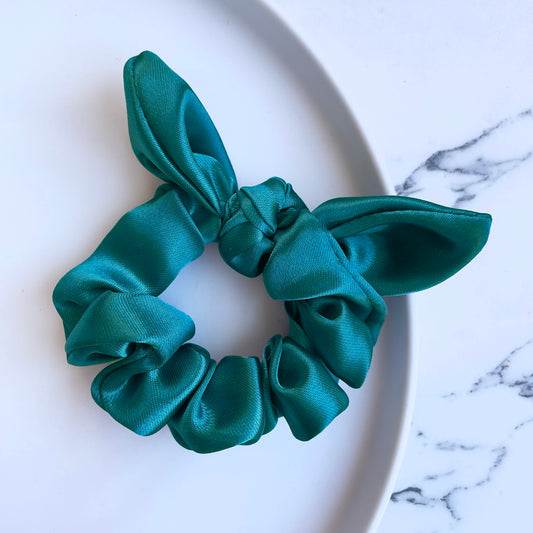 Emerald satin scrunchie