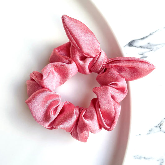 Pink coral satin scrunchie