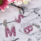 Pink Sparkles Small Letter Keychain
